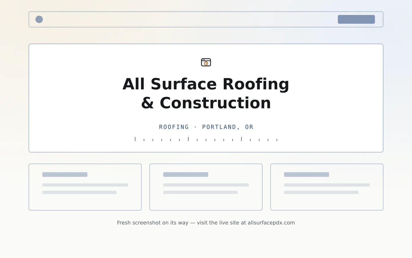 Homepage of All Surface Roofing & Construction, a Portland roofing contractor — hero with quote form and project photos — desktop view