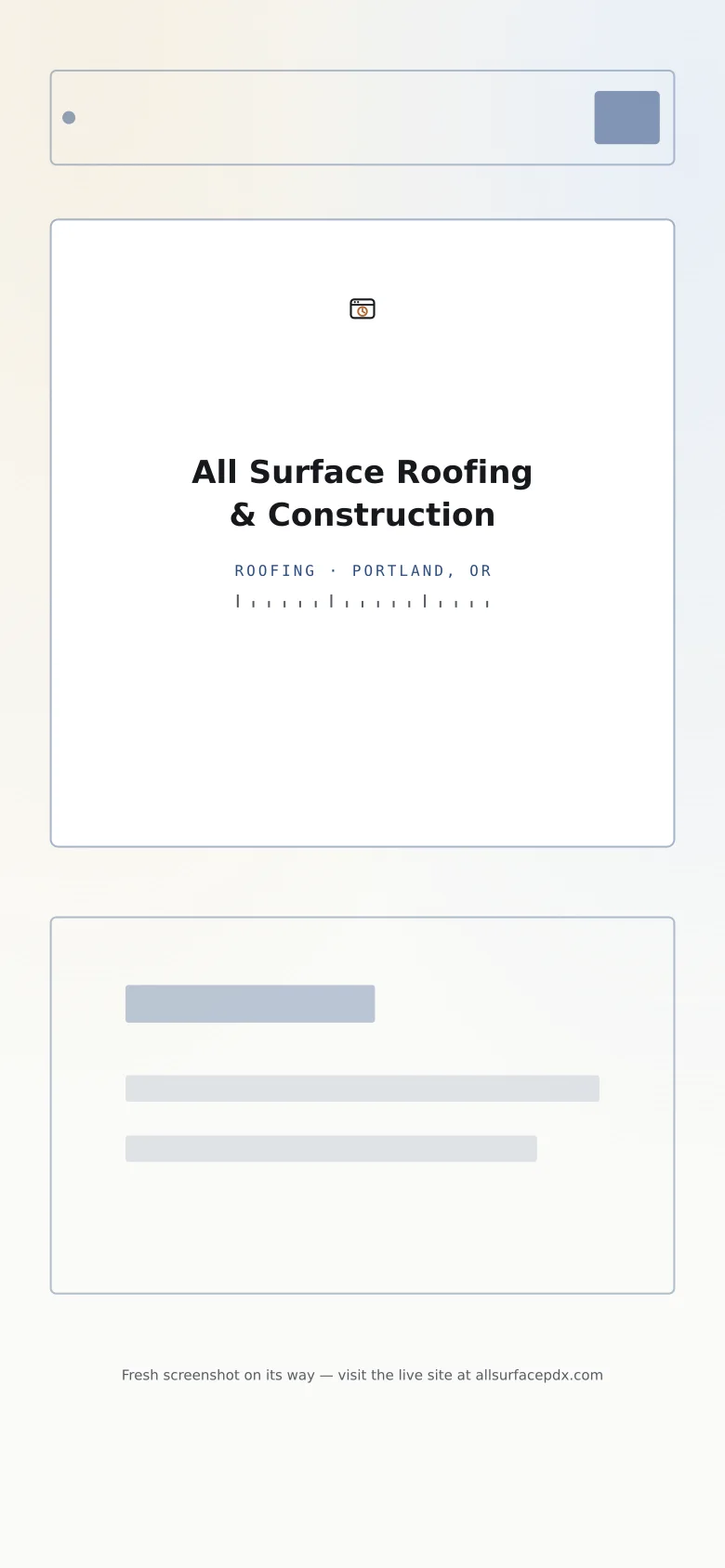 Homepage of All Surface Roofing & Construction, a Portland roofing contractor — hero with quote form and project photos — mobile view