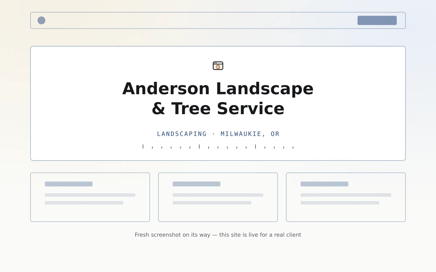 Homepage of Anderson Landscape & Tree Service, Milwaukie, Oregon — hero with service overview and photo gallery — desktop view